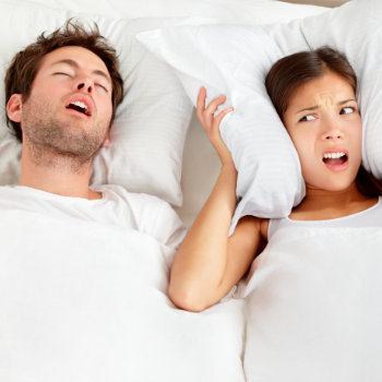 man snores and the woman cannot sleep