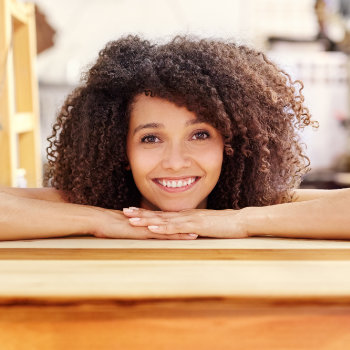 relaxed smiling african american woman